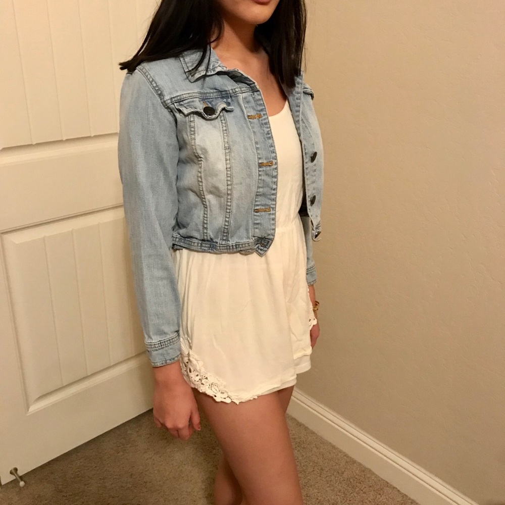 White romper with lace detail